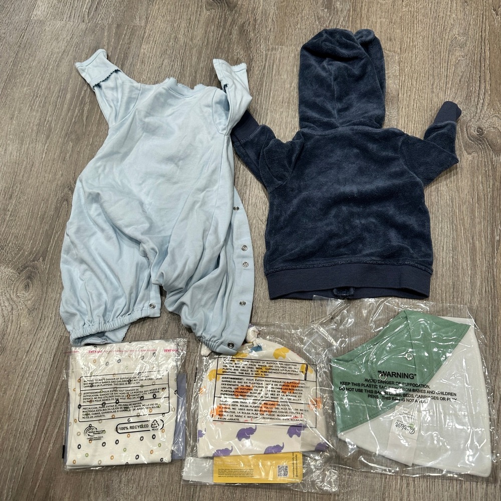 Baby Boy Clothes Bundle Kissy Kissy Carter's Monica + Andy NB-3M 5pc Set - Picture 2 of 11